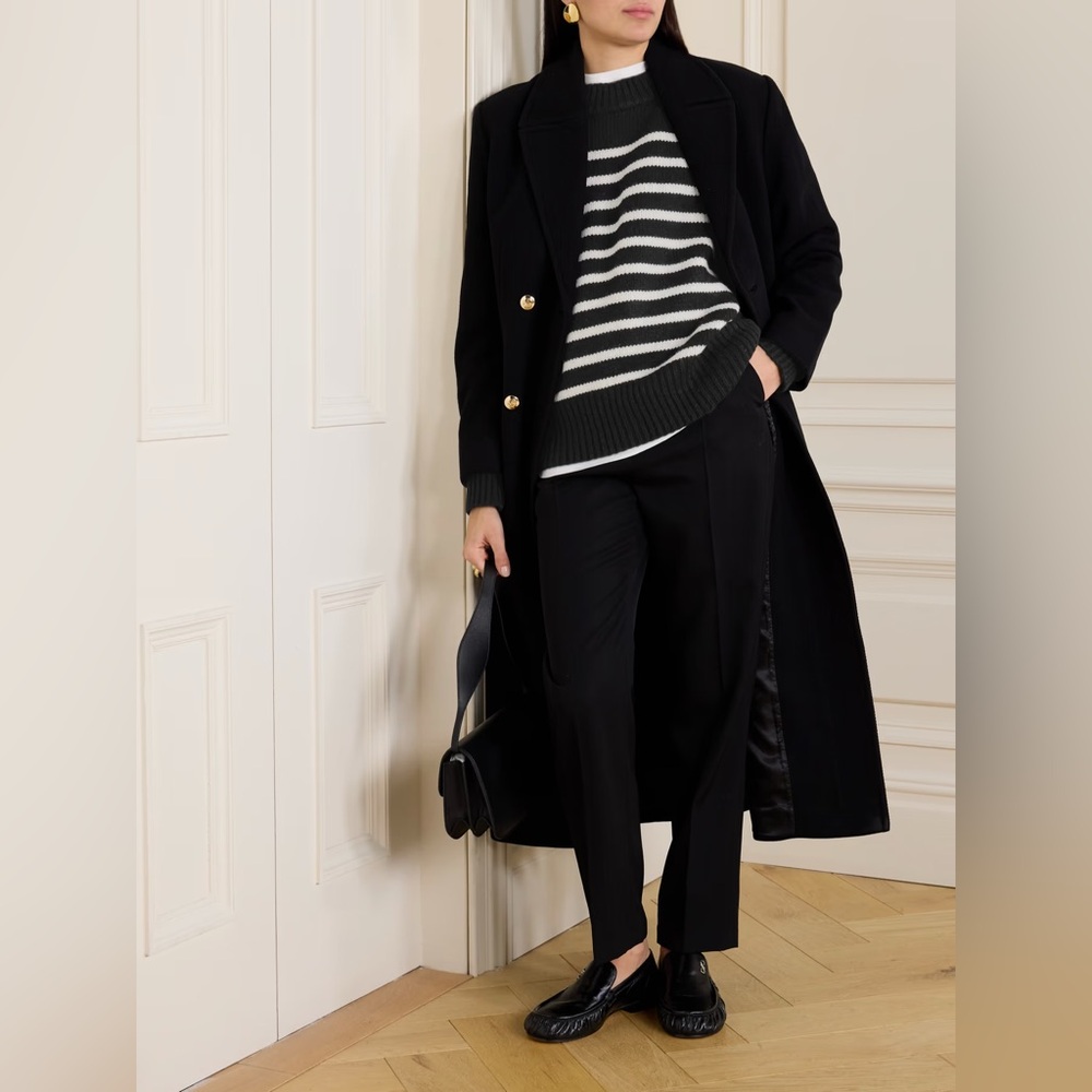 La Ligne XS Marin Striped Wool and Cashmere Sweater Black and White